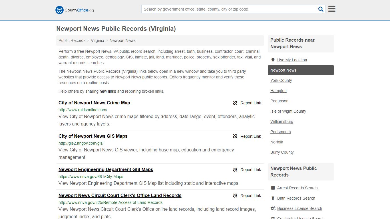 Public Records - Newport News, VA (Business, Criminal, GIS, Property ...