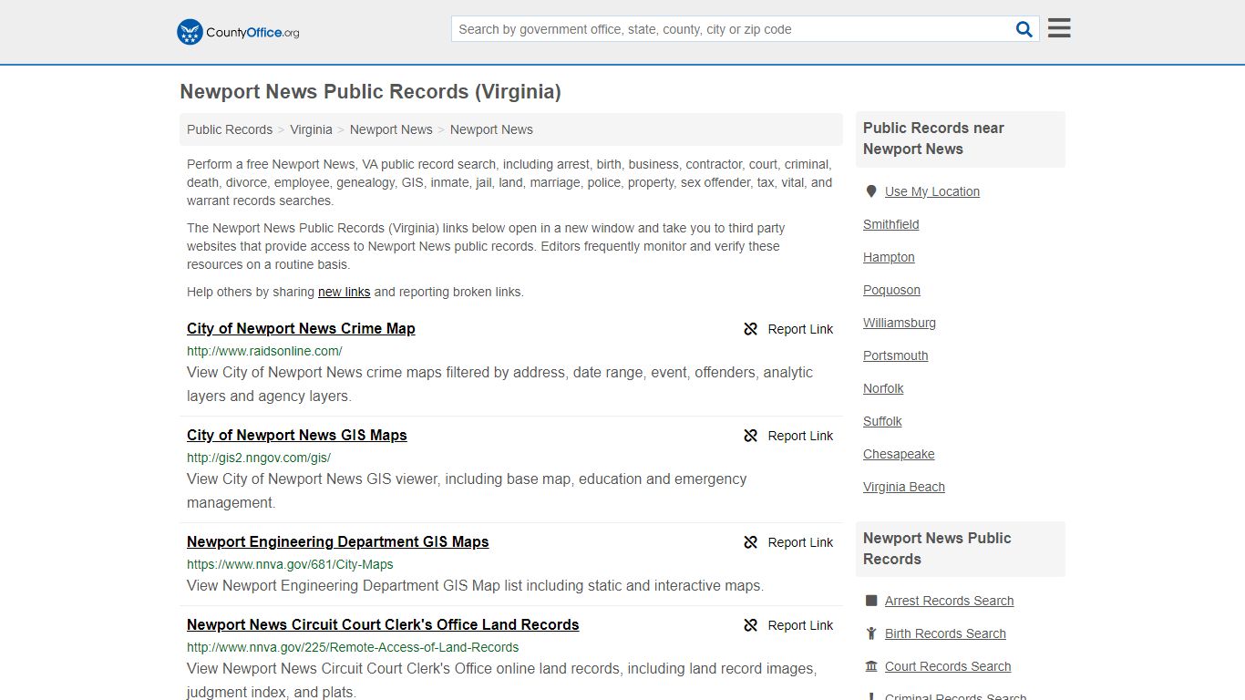 Public Records - Newport News, VA (Business, Criminal, GIS, Property ...