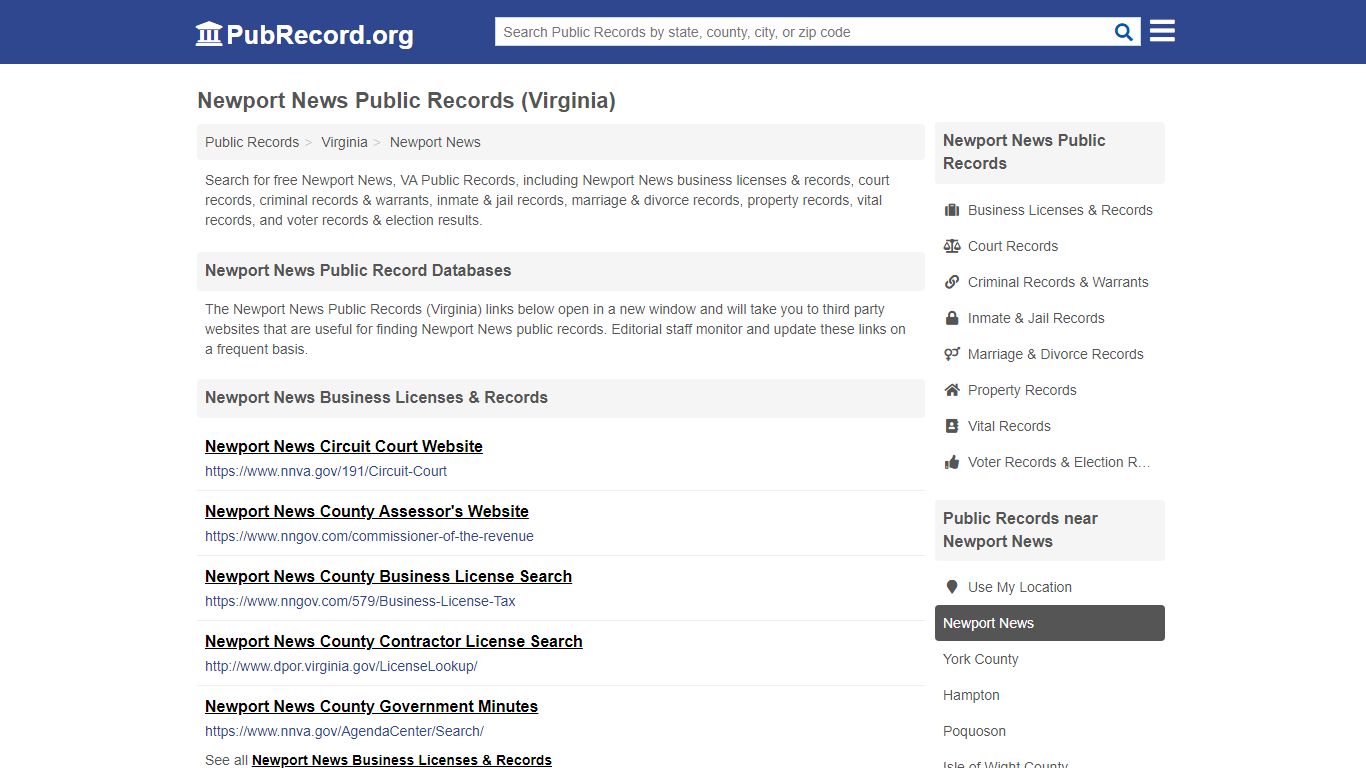 Free Newport News Public Records (Virginia Public Records)