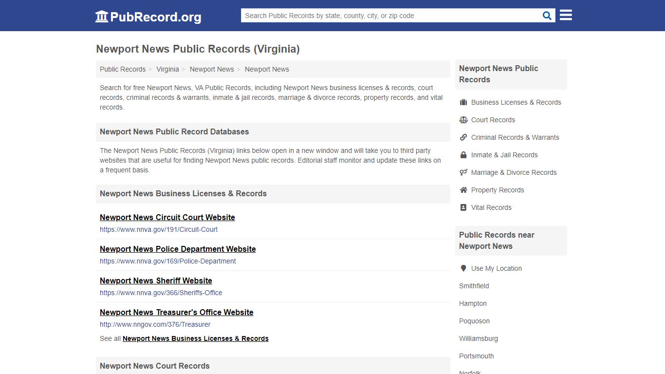 Free Newport News Public Records (Virginia Public Records)